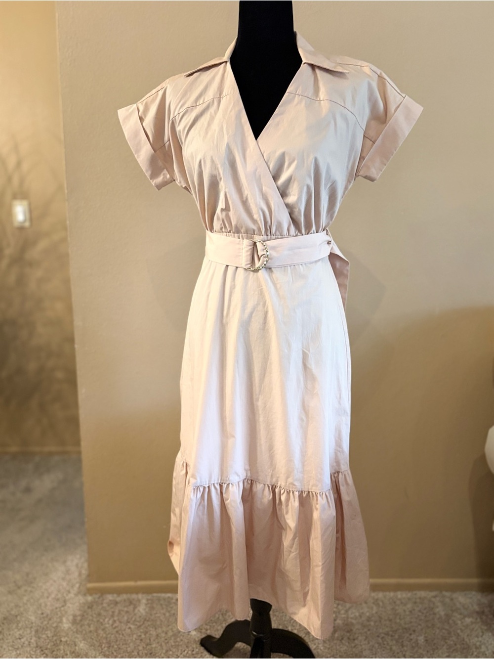 River Island Cotton Wrap Midi Dress with Belt size 6